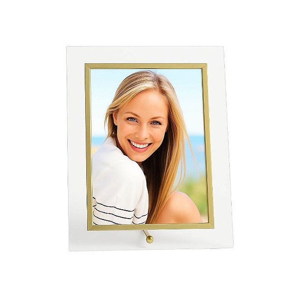 Porta Retrato Vidro Filete Dourado Prime Para Fotos 10x15 Vertical – Tuut