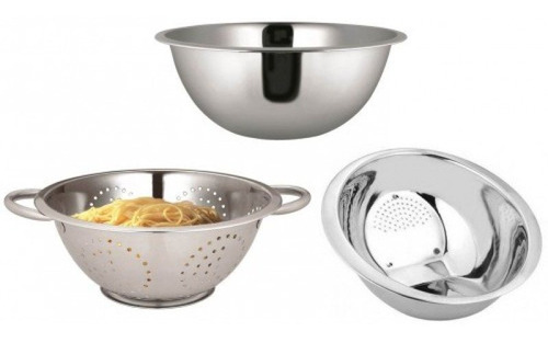 Kit Inox Essencial 3 Peças Escorredor  Arroz E Bowl - Yazi