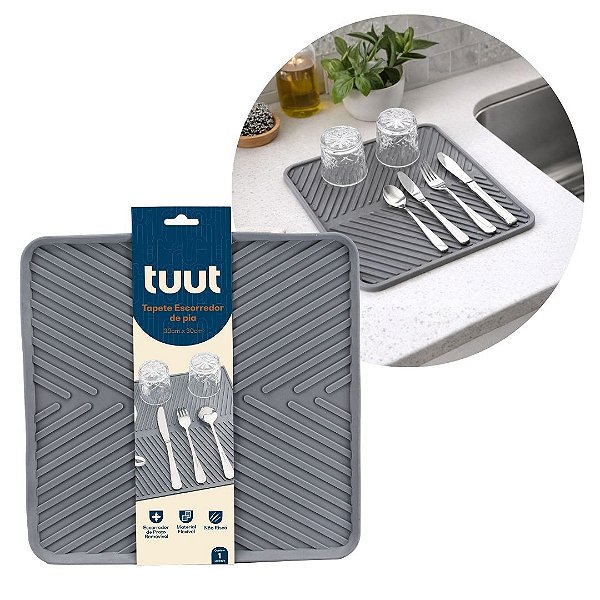 Tapete Escorredor de Pia Cozinha Emborrachado Prime Flexível 30x30cm - Tuut