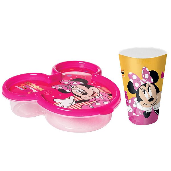 Kit Copo e Pote Multiuso Infantil Minnie Mouse Disney 300ml - Tuut