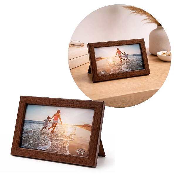 Porta Retrato 10x15 Moldura Madeira Premium Com Vidro Vertical ou Horizontal