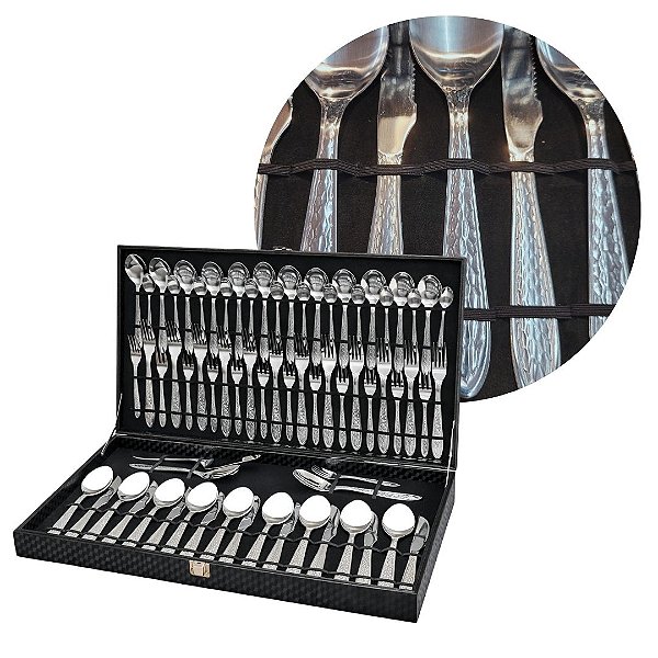 Faqueiro Conjunto de Talheres Aço Inox Premium 76 Peças Hammer Sunshine - Fratelli