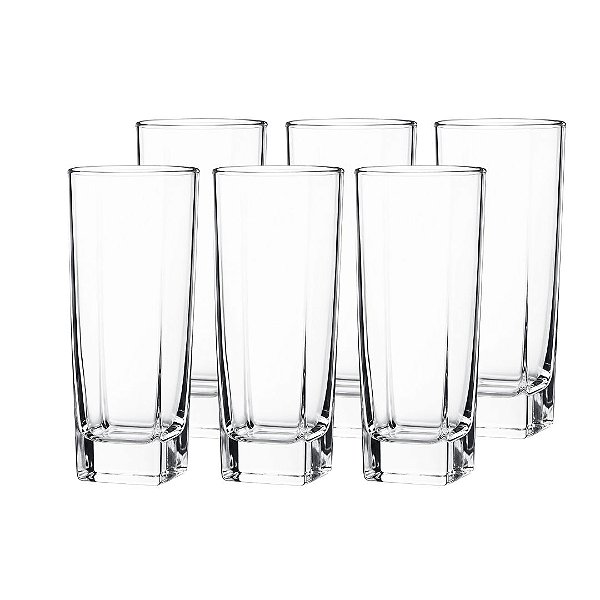 Jogo 6 Copos de Vidro Miami 320ml Long Drink Transparente - Quality Glass