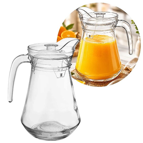 Jarra de Vidro Flora Tampa Acrílico Prime 1,2 Litros - Quality Glass