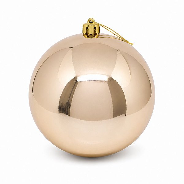 Bola de Natal Gigante 20cm Champanhe Lisa Brilho Espelhado Prime - Mundial Casa
