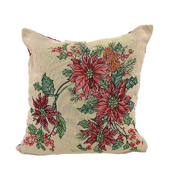 Almofada Natalina Gobelin Bico de Papagaio 45x45cm com Enchimento - Magizi
