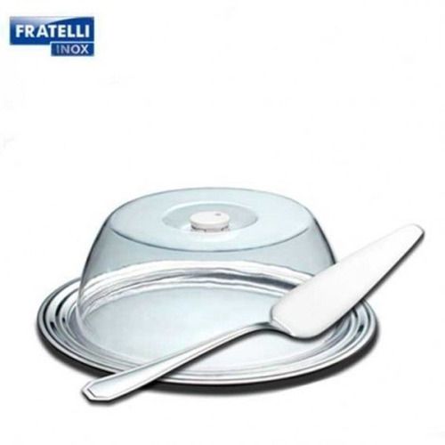 Conjunto para Bolo Aço Inox e Tampa Acrílico com Pá 3 Peças - Fratelli