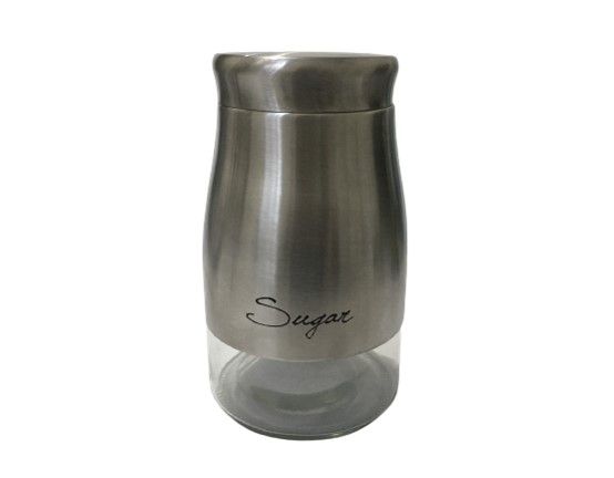 Pote Vidro Sugar com Revestimento Aço Inox Premium e Visor 1,2 Litros - Fratelli