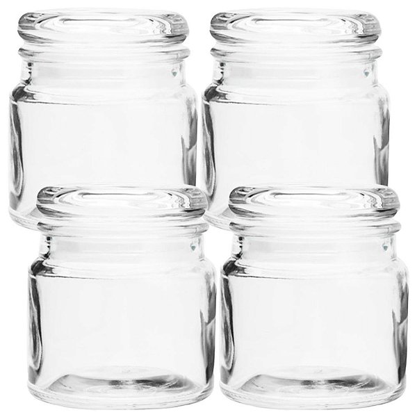 Jogo Pote Vidro com Tampa Hermética Borosilicato 140ml 4 Peças - Lyor