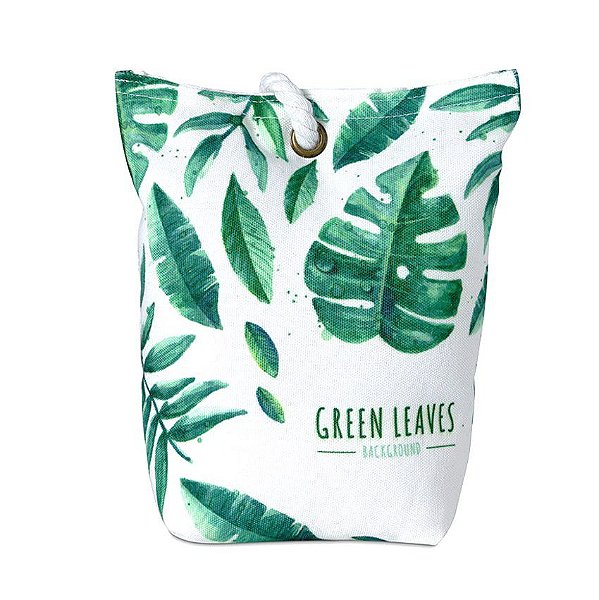 Peso de Porta Tecido Decor Folhas Verdes Costela de Adão - Jolitex