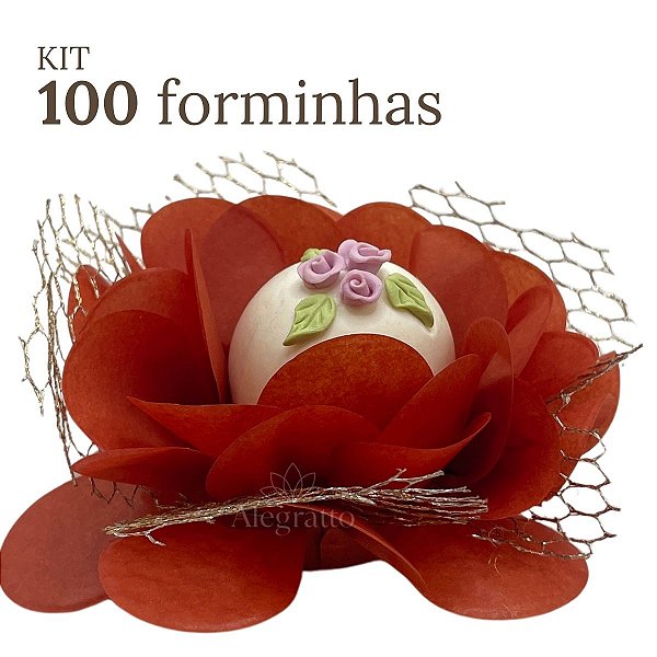Kit 100 forminhas Imperial - Papel com tela - Terra Cota