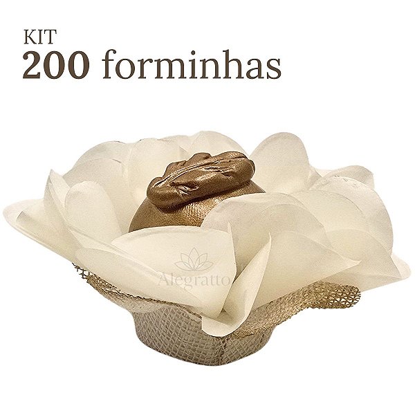 Kit 200 forminhas papel com tela Lunita - Off White
