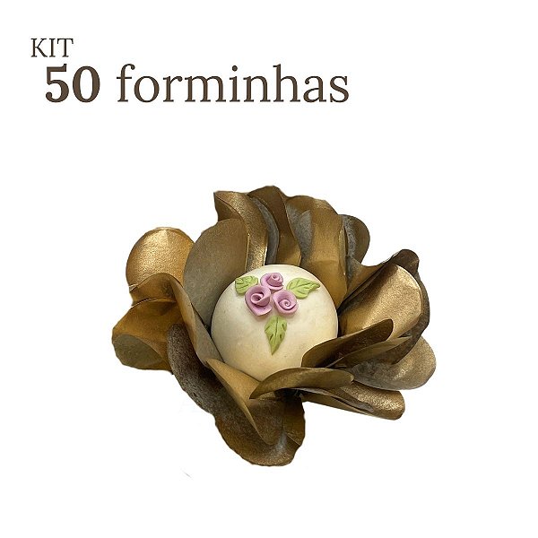 Kit 50 Forminhas Lunari Papel - Dourado