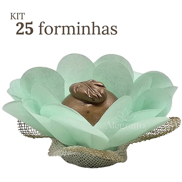 Kit 25 forminhas Lunita Papel com tela - Verde Bebê SS05