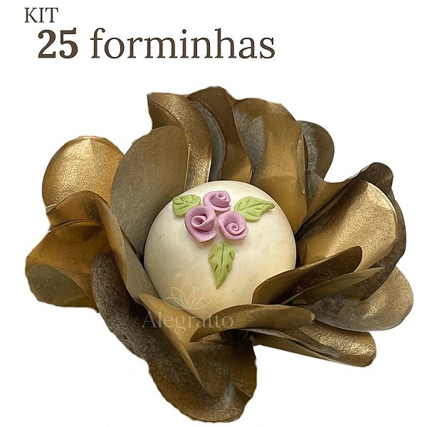Kit 25 Forminhas Lunari Papel - Dourado