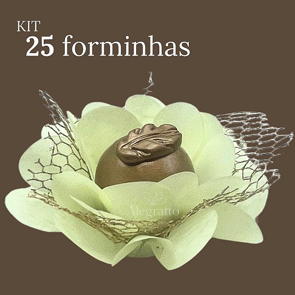 Kit 25 Forminhas Imperial - Papel com tela - Amarelo Bebê