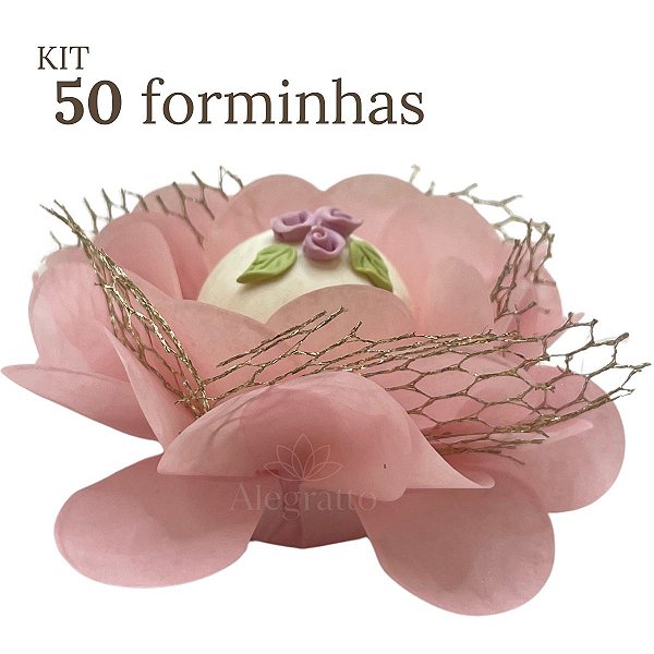 KIT 50 Forminhas Imperial - Papel com tela - Rosê SS24