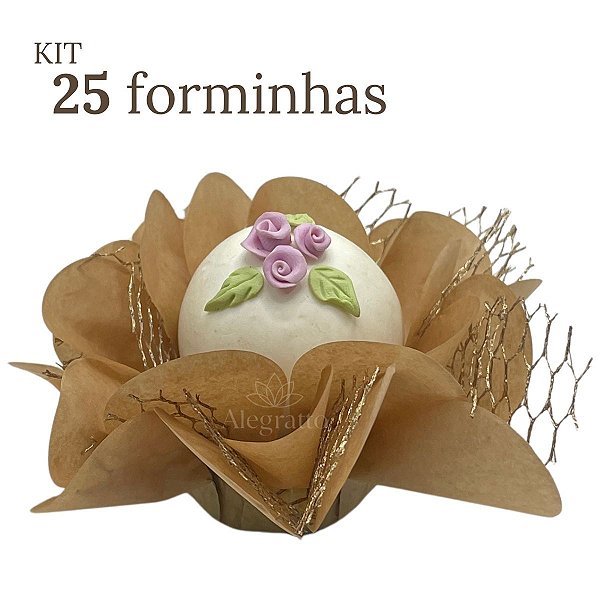 Kit 25 forminhas Imperial - Papel com tela - Kraft