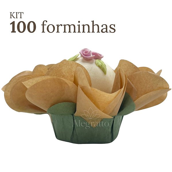 Kit 100 forminhas Delicatta  Papel - Kraft