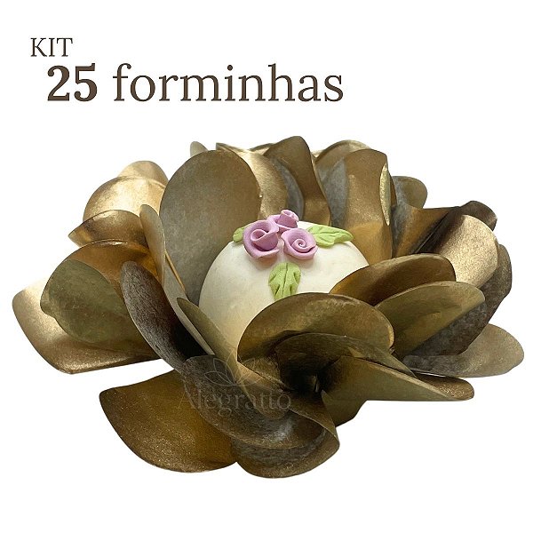Kit 25 forminhas Delicatta - Papel - Dourado