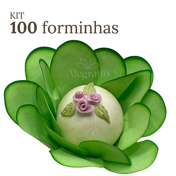 Kit 100 forminhas Bela Papel - Verde Folha