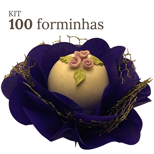 Kit 100 forminhas Imperial - Papel com tela - Roxo AC5562