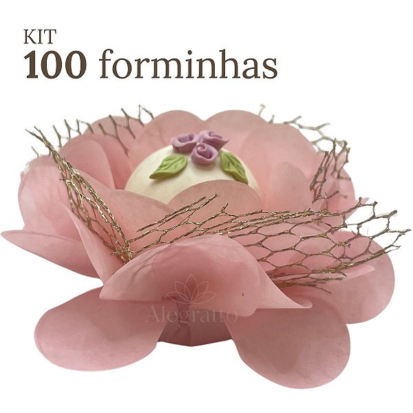 KIT 100 Forminhas Imperial - Papel com tela - Rosê SS24