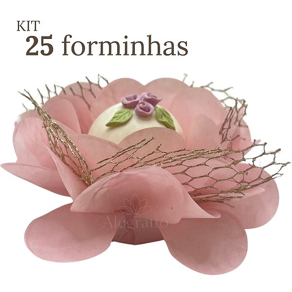 KIT 25 Forminhas Imperial - Papel com tela - Rosê SS24