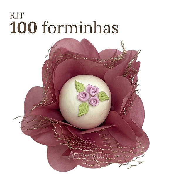 Kit 100 forminhas Imperial - Papel com tela - Rosa Velho SS38