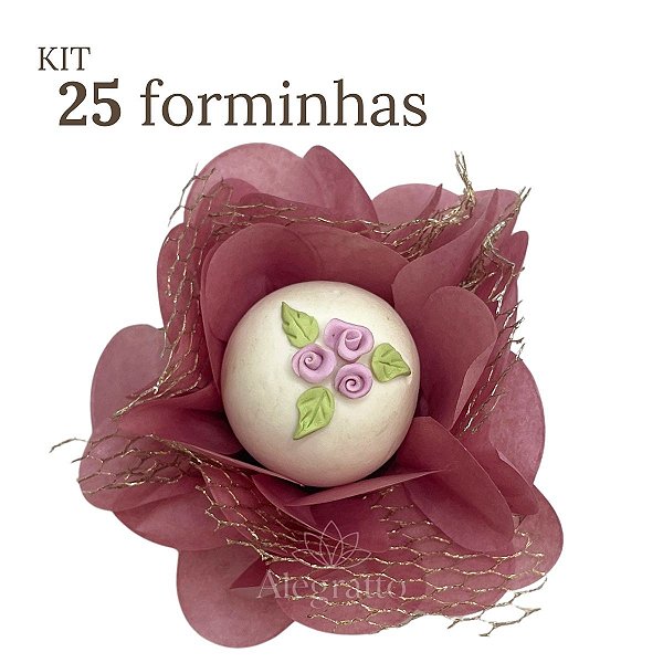 Kit 25 forminhas Imperial - Papel com tela - Rosa Velho SS38