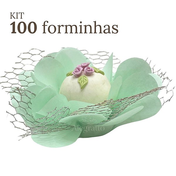 Kit 100 forminhas Imperial - Papel com tela - Verde Bebê SS05