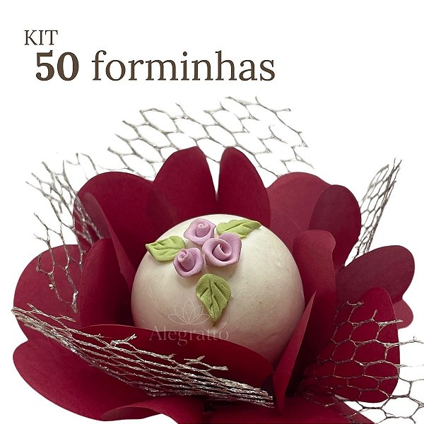 kit 50 forminhas Imperial - Papel com tela - Marsala