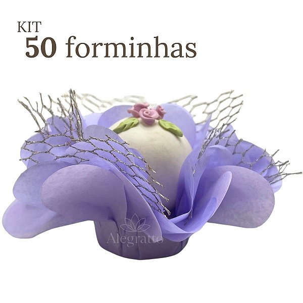 Kit 50 forminha Imperial - Papel com tela - Lilás