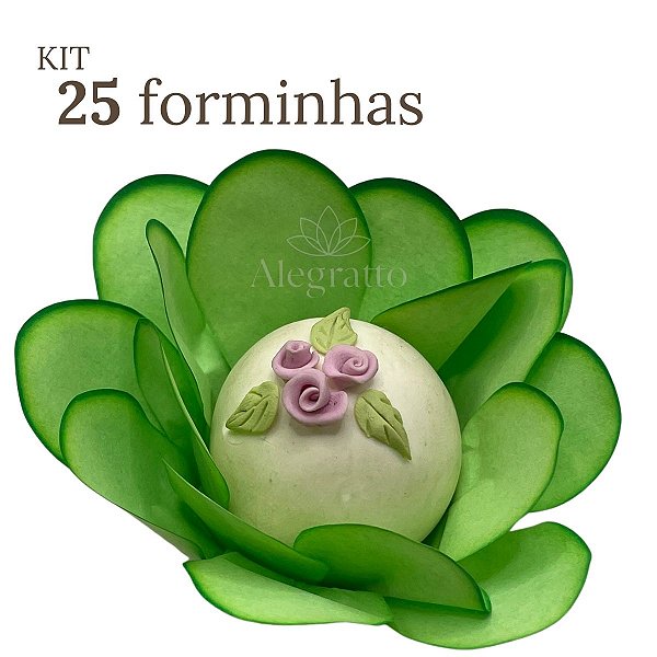 Kit 25 forminhas Bela Papel - Verde Folha