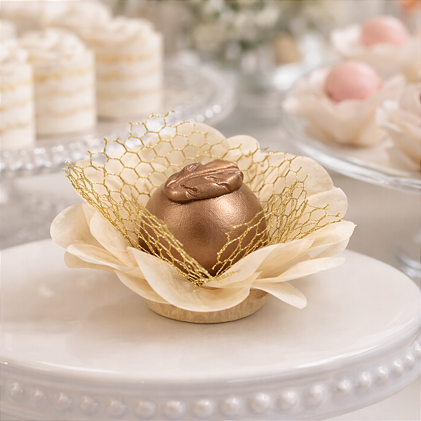 Kit 50 Forminha Imperial - Papel com tela - Bege Sem sépala