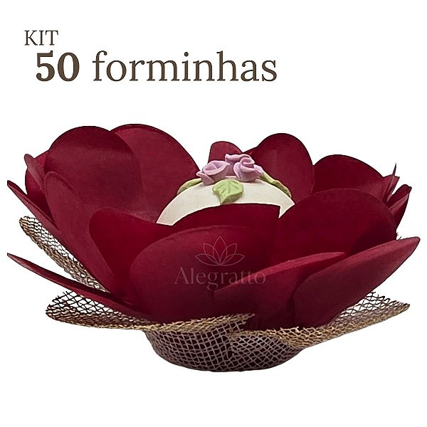 Kit 50 Forminhas Lunita Papel com tela - Marsala SS11