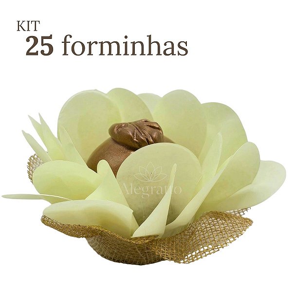 Kit 25 Forminhas Lunita Papel com tela - Amarelo Bebê SS07