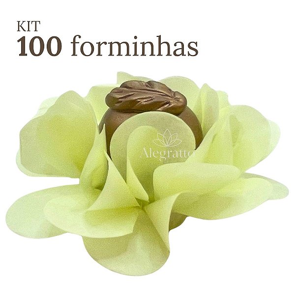 Kit 100 Forminhas Delicatta Papel - Amarelo Bebê SS07