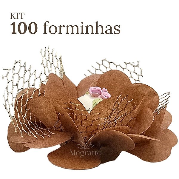Kit 100 forminhas Imperial - Papel com tela - Caramelo Escuro