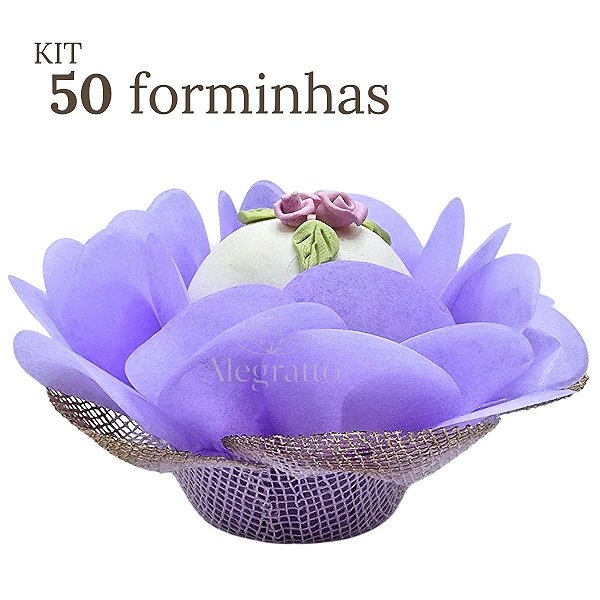Kit 50 Forminhas Lunita Papel com tela - Lilás