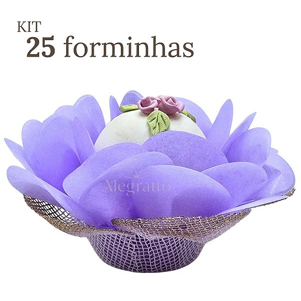 Kit 25 Forminhas Lunita Papel com tela - Lilás