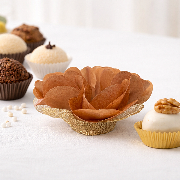 Kit 100 Forminhas Lunita Papel com tela - Caramelo