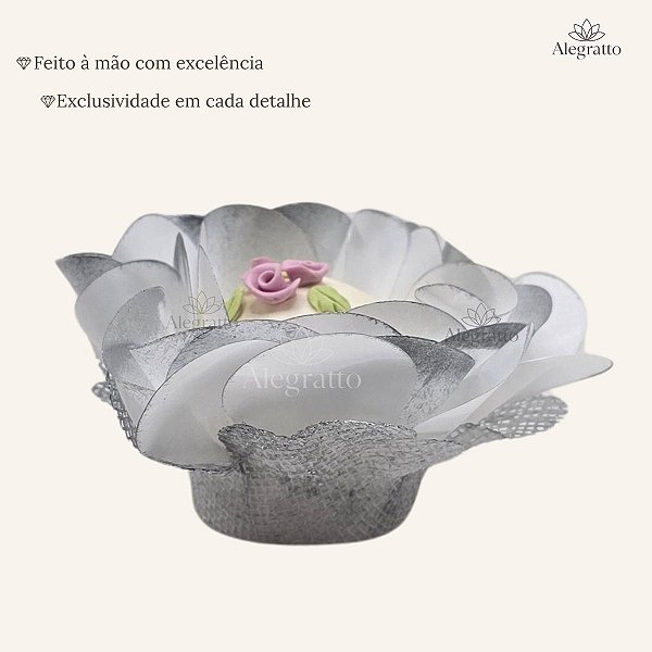 Kits forminha Lunita Papel com tela - Branco com Prata