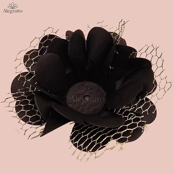 Flor Imperial - Papel com tela - Preta - Telinha prata ou dourada