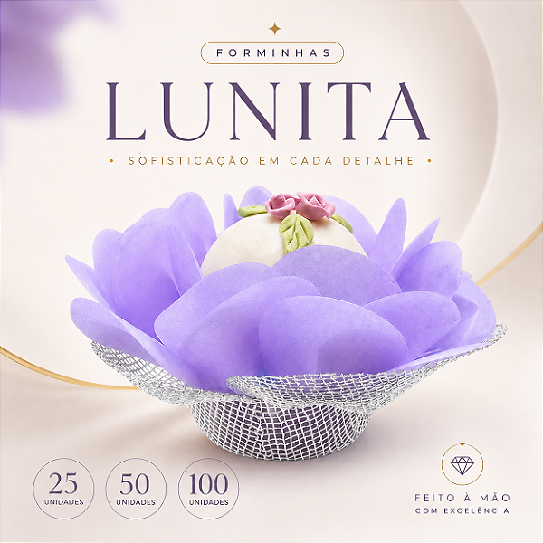 Forminha Lunita Papel com tela - Lilás com prata