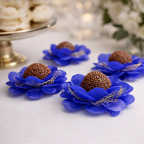 Flor Imperial - Papel com tela - Azul royal