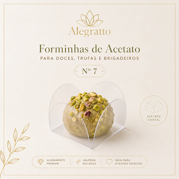 Kits forminhas de Acetato Nº 7 Transparente para Doces Brigadeiro Trufa Bombom Festa Premium