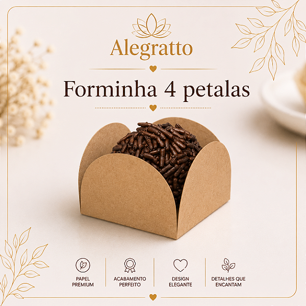 Kit forminhas de Papel 4 pétalas | Nº 7 tradicional KRAFT para doces