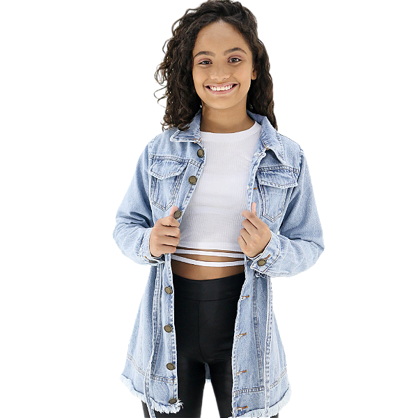 Jaqueta Jeans Parka Roupa Infantil Menina Juvenil Feminina