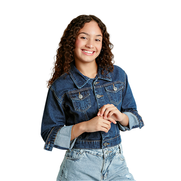 Jaqueta Jeans Curta Infantil Menina Juvenil  Roupa 8 ao 16